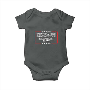 What If A Bomb Drops On Your Head Right Now Baby Onesie Trump 47 TS02 Dark Heather Print Your Wear