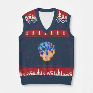 Blue Ice Cream Cone Baseball Glove Drip V-Neck Knit Sweater Vest TS02 Navy Red Print Your Wear