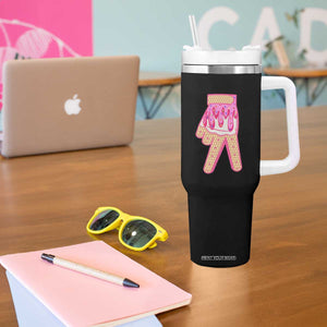 Pink Ice Cream Baseball Glove Sprinkles Drip Tumbler With Handle Funny V Sign TS02 Print Your Wear
