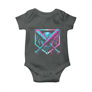 Baseball Drip Ice Cream Dripping Baby Onesie TS02 Dark Heather Print Your Wear