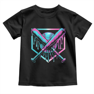 Baseball Drip Ice Cream Dripping Toddler T Shirt TS02 Black Print Your Wear