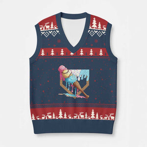 Baseball Home Ice Cream Dripping V-Neck Knit Sweater Vest TS02 Navy Red Print Your Wear