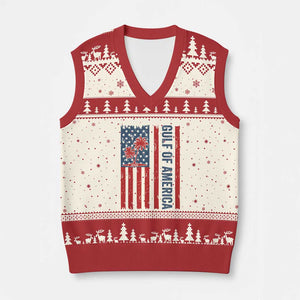 Funny Gulf Of US America Est 2025 V-Neck Knit Sweater Vest USA American Flag TS02 Beige Red Print Your Wear