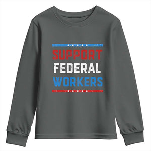 Support Federal Workers Youth Sweatshirt Patriotic Protect Defend Employee Solidarity TS02 Dark Heather Print Your Wear
