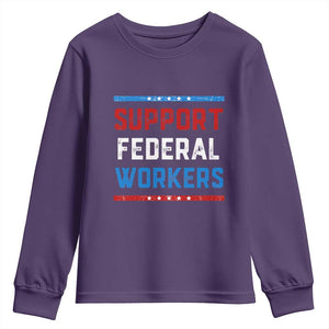Support Federal Workers Youth Sweatshirt Patriotic Protect Defend Employee Solidarity TS02 Purple Print Your Wear