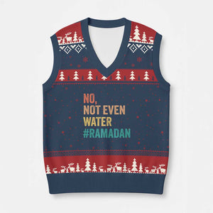 Ramadan Kareem Mubarak V-Neck Knit Sweater Vest No Not Even Water Ramadan TS02 Navy Red Print Your Wear