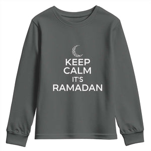 Keep Calm It's Ramadan Youth Sweatshirt Kareem Eid Mubarek Islamic Muslims TS02 Dark Heather Print Your Wear