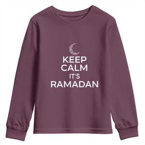 Keep Calm It's Ramadan Youth Sweatshirt Kareem Eid Mubarek Islamic Muslims TS02 Maroon Print Your Wear