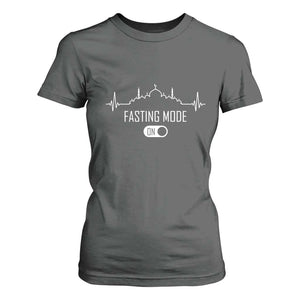 Happy Ramadan Islamic T Shirt For Women Fasting Mode Is On Muslim TS02 Dark Heather Print Your Wear