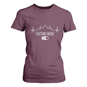 Happy Ramadan Islamic T Shirt For Women Fasting Mode Is On Muslim TS02 Maroon Print Your Wear