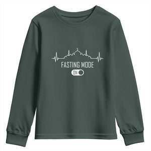 Happy Ramadan Islamic Youth Sweatshirt Fasting Mode Is On Muslim TS02 Dark Forest Green Print Your Wear