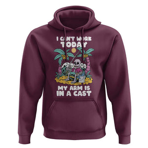 Funny Fishing Hoodie I Can't Work Today My Arm Is In A Cast Fishing Skeleton Fishing Gag Gift for Men Fishermen TS02 Maroon Print Your Wear