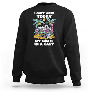Funny Fishing Sweatshirt I Can't Work Today My Arm Is In A Cast Fishing Skeleton Fishing Gag Gift for Men Fishermen TS02 Black Print Your Wear