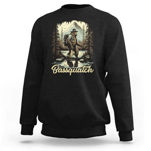 Funny Fishing Sweatshirt Bigfoot Fishing Outdoor Bigfoot Team Sasquatch Hunting Fishing Gifts For Men Women Fisherman TS02 Black Print Your Wear