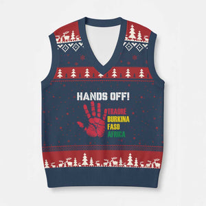 Hands Off Traoré Burkina Faso Africa V-Neck Knit Sweater Vest TS02 Navy Red Print Your Wear