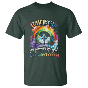 Rainbow God's Promise Christian T Shirt Faith Over Pride TS02 Dark Forest Green Printyourwear