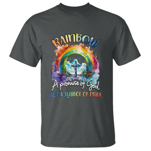 Rainbow God's Promise Christian T Shirt Faith Over Pride TS02 Dark Heather Printyourwear
