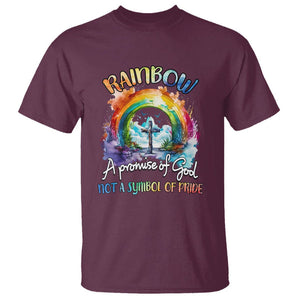 Rainbow God's Promise Christian T Shirt Faith Over Pride TS02 Maroon Printyourwear