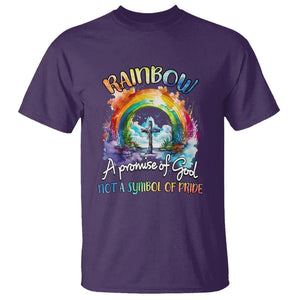 Rainbow God's Promise Christian T Shirt Faith Over Pride TS02 Purple Printyourwear