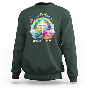 God's Promise Sweatshirt Reclaim The Rainbow Genesis 9:13-17 TS02 Dark Forest Green Printyourwear