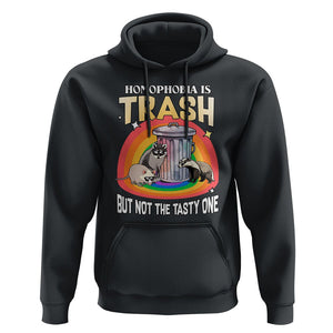 Funny Gay Pride Hoodie Homophobia Is Trash Raccoon Opossum Ally TS02 Black Print Your Wear