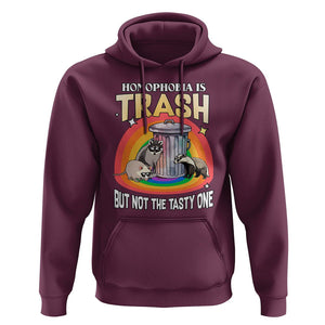 Funny Gay Pride Hoodie Homophobia Is Trash Raccoon Opossum Ally TS02 Maroon Print Your Wear
