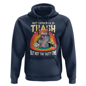 Funny Gay Pride Hoodie Homophobia Is Trash Raccoon Opossum Ally TS02 Navy Print Your Wear