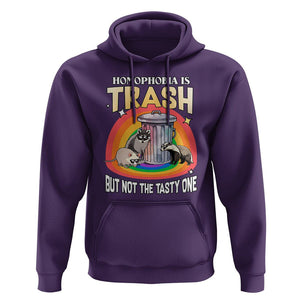 Funny Gay Pride Hoodie Homophobia Is Trash Raccoon Opossum Ally TS02 Purple Print Your Wear