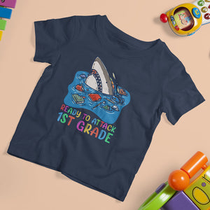 Ready To Attack 1st Grade Shark First Day of First Grade T Shirt For Kid TS02 Printyourwear