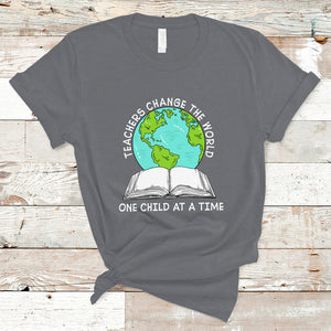 Teachers Change The World One Child At A Time Teacher Life T Shirt TS02 Charcoal Printyourwear