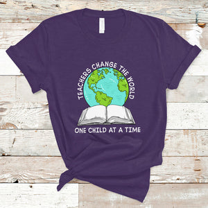 Teachers Change The World One Child At A Time Teacher Life T Shirt TS02 Purple Printyourwear