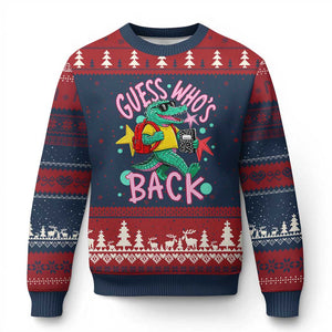 Funny Retro Alligator First Day of School Ugly Christmas Sweater Guess Who is Back Cute Kids Gift
