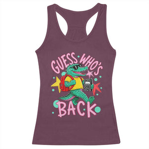 Funny Retro Alligator First Day of School Racerback Tank Top Guess Who is Back Cute Kids Gift