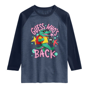 Funny Retro Alligator First Day of School Raglan Shirt Guess Who is Back Cute Kids Gift