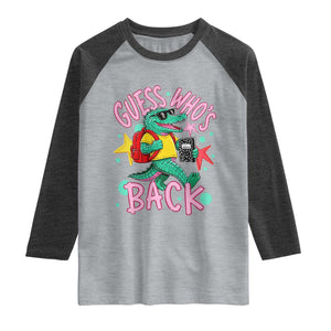 Funny Retro Alligator First Day of School Raglan Shirt Guess Who is Back Cute Kids Gift