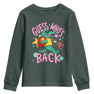 Funny Retro Alligator First Day of School Youth Sweatshirt Guess Who is Back Cute Kids Gift