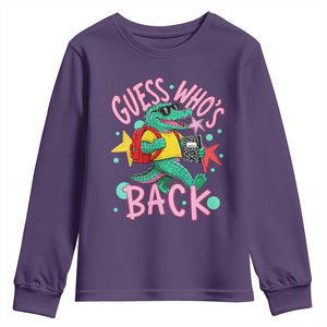 Funny Retro Alligator First Day of School Youth Sweatshirt Guess Who is Back Cute Kids Gift