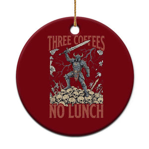 Funny Coffee Lover Fantasy Knight Graphic Ceramic Ornament Three Coffees No Lunch Work Humor Dark Fantasy Parody