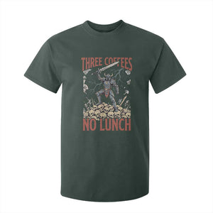 Funny Coffee Lover Fantasy Knight Graphic T Shirt For Kid Three Coffees No Lunch Work Humor Dark Fantasy Parody