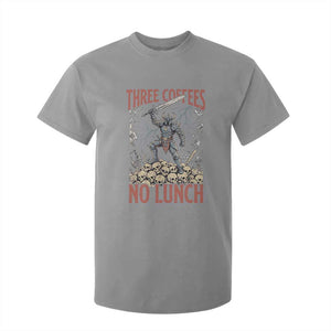 Funny Coffee Lover Fantasy Knight Graphic T Shirt For Kid Three Coffees No Lunch Work Humor Dark Fantasy Parody