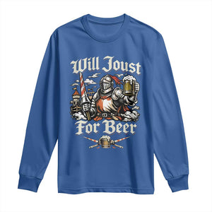 Funny Medieval Knight Drinking Humor Long Sleeve Shirt Will Joust For Beer Vintage Renaissance Faire