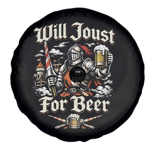 Funny Medieval Knight Drinking Humor Spare Tire Cover Will Joust For Beer Vintage Renaissance Faire