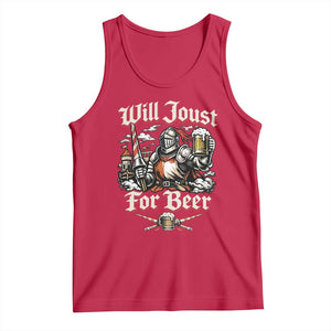 Funny Medieval Knight Drinking Humor Tank Top Will Joust For Beer Vintage Renaissance Faire