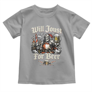 Funny Medieval Knight Drinking Humor Toddler T Shirt Will Joust For Beer Vintage Renaissance Faire