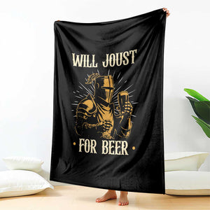 Funny Medieval Knight Drinking Festival Humor Throw Blanket Will Joust For Beer Renaissance Faire