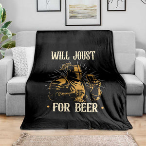 Funny Medieval Knight Drinking Festival Humor Throw Blanket Will Joust For Beer Renaissance Faire