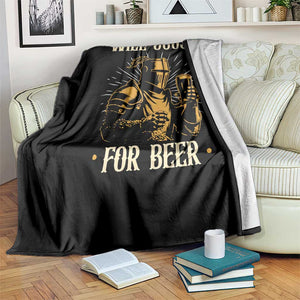 Funny Medieval Knight Drinking Festival Humor Throw Blanket Will Joust For Beer Renaissance Faire
