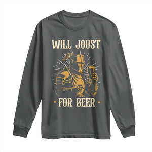 Funny Medieval Knight Drinking Festival Humor Long Sleeve Shirt Will Joust For Beer Renaissance Faire
