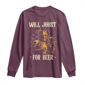 Funny Medieval Knight Drinking Festival Humor Long Sleeve Shirt Will Joust For Beer Renaissance Faire