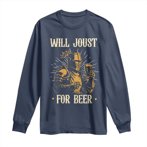 Funny Medieval Knight Drinking Festival Humor Long Sleeve Shirt Will Joust For Beer Renaissance Faire
